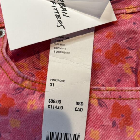 BDG Urban Outfitters Pink Floral High-Rise Flare Jeans Size 31 Urban Chic - Picture 13 of 13